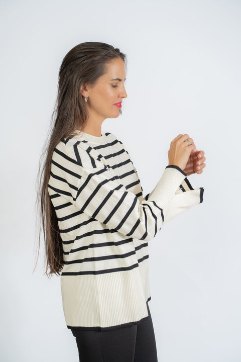 CHALECO LINEAL BLANCO NEGRO