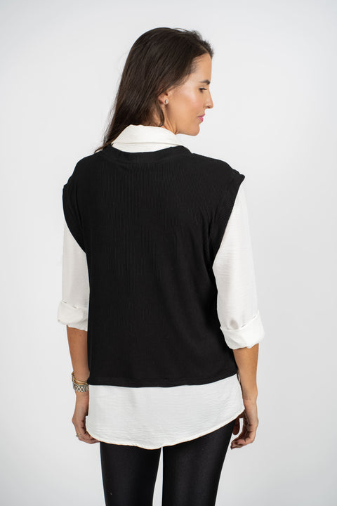 CHALECO/ BLUSA BLANCO NEGRO