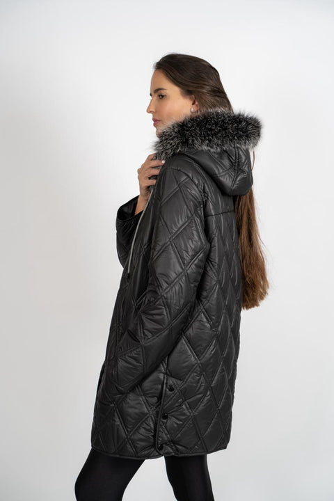 PARKA NEGRA GORRO