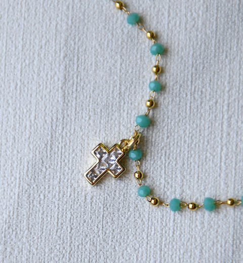 Collar Cruz Pavé Cadena Celeste