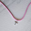 Collar Cruz Circones Plateada Cuerito Rosado