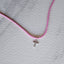 Collar Cruz Circones Plateada Cuerito Rosado