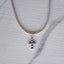 Collar Cruz Pelotitas Cuerito Beige