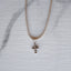 Collar Cruz Pelotitas Cuerito Beige