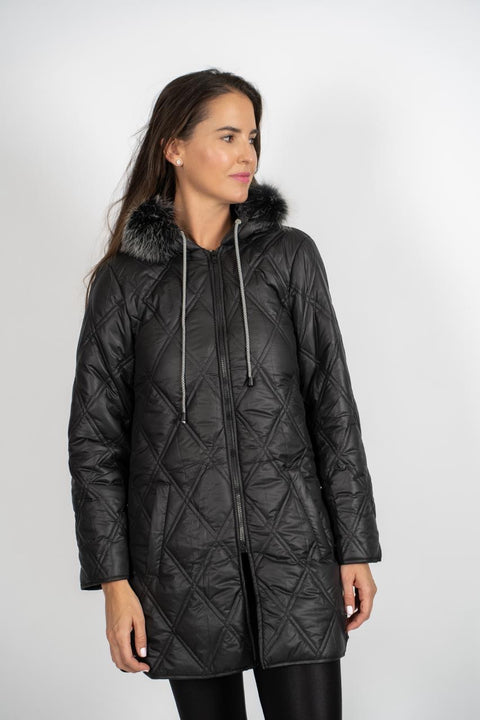 PARKA NEGRA GORRO