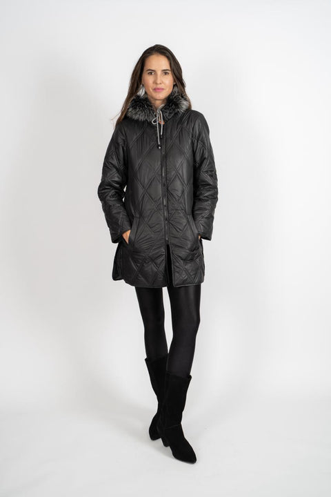 PARKA NEGRA GORRO
