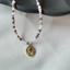 Collar Virgen Nacar Mostacillas Gris