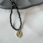 Collar Virgen Nacar Mostacillas Negra