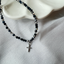 Collar Cruz Circones Mostacillas Negras