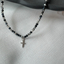Collar Cruz Circones Mostacillas Negras