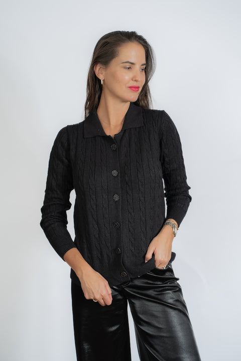 CHALECO TRENZADO NEGRO