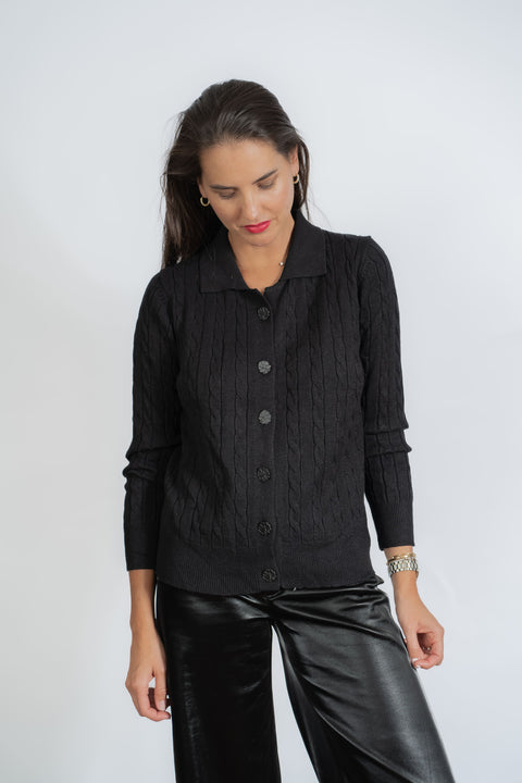 CHALECO TRENZADO NEGRO