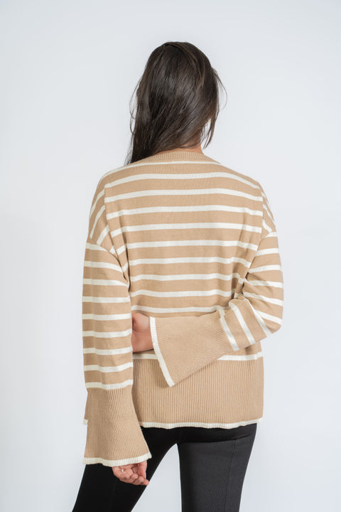 CHALECO LINEAL BEIGE BLANCO