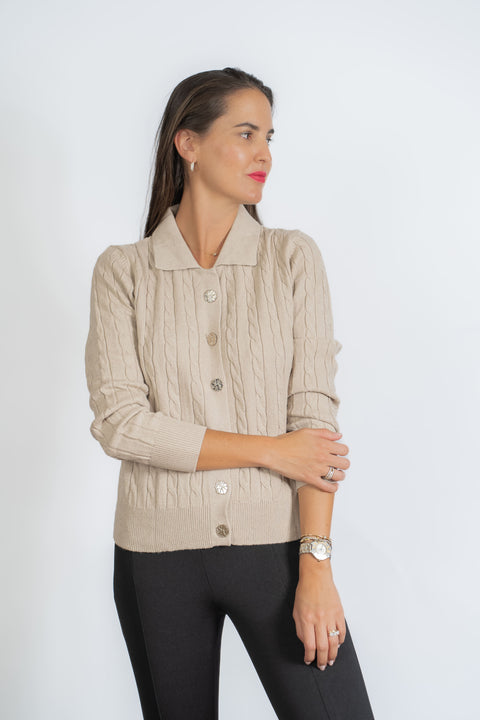 CHALECO TRENZADO BEIGE