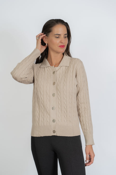 CHALECO TRENZADO BEIGE